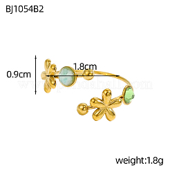 Manschettenringe aus Edelstahl 304 mit Naturstein und Zirkonia für Damen&nbsp;STAS-OY012-53G