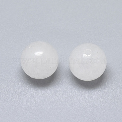 天然石ホワイトジェイドビーズ  片穴  ラウンド  8mm  半分穴：1.2mm&nbsp;G-T122-25A-10