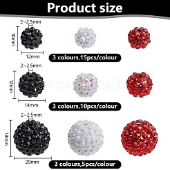 90 шт. 9-х видов смоляных градуированных бусин со стразами RESI-AR0001-41