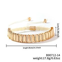 Элегантные плетеные браслеты из латунных бусин в стиле бохо с микропаве из прозрачных кубических цирконий для женщин&nbsp;ZU5432-1