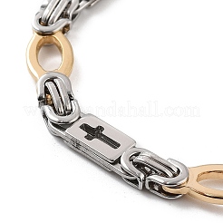 Placcatura sotto vuoto pvd 201 acciaio inossidabile rettangolo con catena a maglie incrociate collana e braccialetti set&nbsp;SJEW-G083-19GP