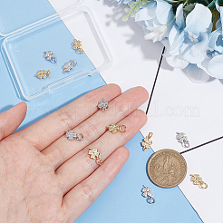 12шт 2 цвета латунные микро проложить кубический цирконий шармы KK-BC0012-14