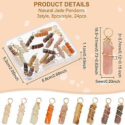 24 шт. 3 подвески из натурального топаза и нефрита FIND-FG0001-61
