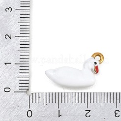 304ステンレスペンダント  エナメル  ゴールドカラー  白鳥チャーム  13x20x5.5mm  穴：1.6mm&nbsp;STAS-K322-13B-G