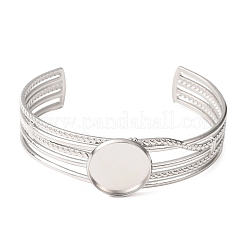 Ébauches de bracelets manchettes multi-rangs en acier inoxydable 304 avec sertissages ronds plats&nbsp;SA-CBA4160-01B-P
