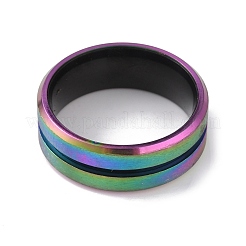 304 Edelstahl geriffelter Fingerring für Männer und Frauen&nbsp;RJEW-WH0011-09E-MC