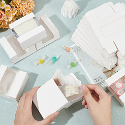 Квадратные подарочные коробки для хранения бумаги с прозрачным видимым окошком&nbsp;LS-CON-WH0095-65B