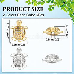 12 шт. 2-цветная стойка с покрытием из латуни с микропаве прозрачные кубические циркониевые бусины KK-WR0001-61