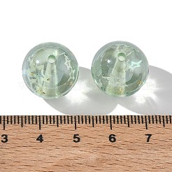 蓄光透明樹脂ビーズ  スターとラウンド  スパンコール入り  暗闇で光る  薄緑  16mm  穴：2mm&nbsp;RESI-F073-03C
