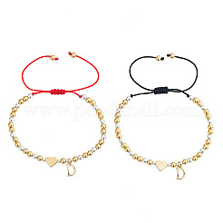 2 Stück Messing-Armband-Set mit Anhängern des Anfangsbuchstabens D&nbsp;GM5695-3