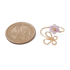 Кольца с цветочным натуральным перидотом RJEW-JR00778