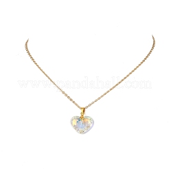 Кулон в форме сердца из прозрачного стекла ABS NJEW-JN05641