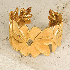 Элегантные цветочные браслеты-манжеты из нержавеющей стали 304 для женщин&nbsp;NF5675-2