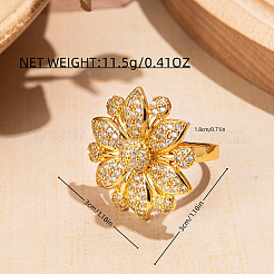 Женские кольца на палец из латуни с микропаве и кубическим цирконием PZ4945