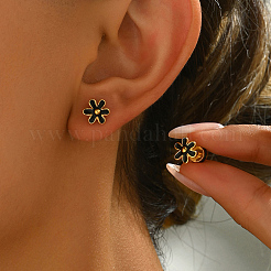 201 серьги-гвоздики с эмалированными цветами из нержавеющей стали&nbsp;DR1197