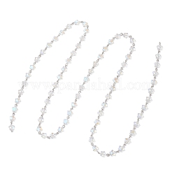 Железные стеклянные цепочки ручной работы со звездообразными звеньями AJEW-JB01435-02