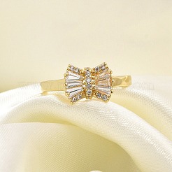 Кольца-манжеты для пальцев из латуни с микропаве из кубического циркония для женщин&nbsp;RJEW-M027-02G-02