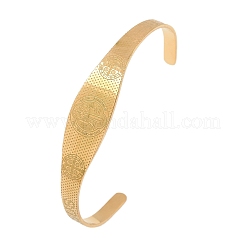 Браслеты-манжеты из нержавеющей стали 304 для женщин в стиле религии святого бенедикта&nbsp;LS-BJEW-S181-01G