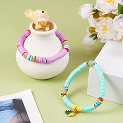 DIYジュエリー作成キット  手作りのポリマークレイビーズを含む  アクリルビーズ  ラウンドクリスタル弾性ストレッチスレッド  亜鉛合金カニカン  鉄オープン丸カン  ミックスカラー  ビーズ：3071個/箱&nbsp;DIY-SZ0004-92
