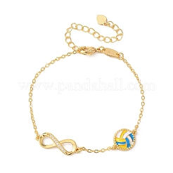 Braccialetti sportivi in ottone con micro pavé di zirconi cubici e maglie infinite&nbsp;BJEW-D386-01B-G