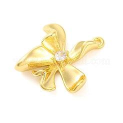 真鍮舗装クリアキュービックジルコニアペンダント  花  18KGP本金メッキ  20x18x4mm  穴：1mm&nbsp;KK-Z051-02G-03