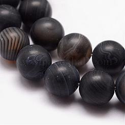 Chapelets de perles en agate noire naturelle&nbsp;G-K166-12-6mm-03