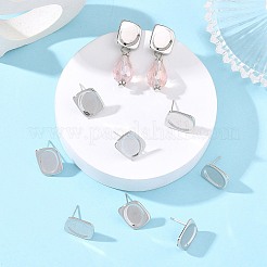 シェグレース 真鍮製スタッドピアス金具  長方形  カン付き  カドミウムフリーと鉛フリー＆ニッケルフリー  プラチナ  14x11mm  穴：1mm  ピン：11.5x0.8mm&nbsp;XGRQ6M688-906P