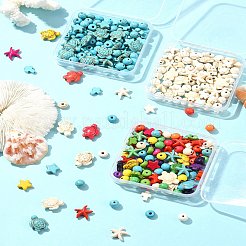 100шт. набор из 6-х видов синтетических бирюзовых бусин TURQ-FS0001-05