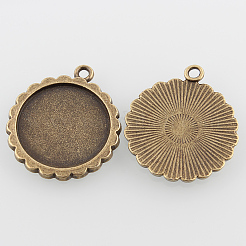 Colgante de aleación redonda plana plana Cabochon ajustes&nbsp;PALLOY-N0088-48AB-NF