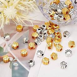 Тибетский стиль сплава цинка собака Прайнтс европейские бисер MPDL-PH0001-07-RS-WH