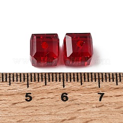 K9ガラス  模造オーストリアクリスタルビーズ  グレードAAA  多面カット  キューブ  暗赤色  8x8x8mm（誤差範囲0.5~1mm以内のサイズ）  穴：0.9~1.6mm&nbsp;SWAR-F074-8x8mm-05