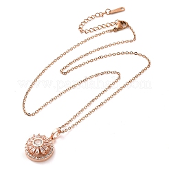 Ожерелья с подвесками в виде цветка из прозрачного стекла и латуни&nbsp;NJEW-M080-07A