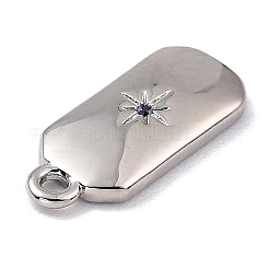 真鍮製マイクロパヴェキュービックジルコニアチャーム  カドミウムフリー＆鉛フリー  長持ちメッキ  スター付きの八角形  モーブ  14x6x1.5mm  穴：1.2mm&nbsp;ZIRC-I054-12P-07