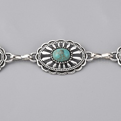 Синтетические бирюзовые цепи с овальными звеньями&nbsp;AJEW-WH0258-428