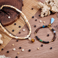 2400 шт. 6-х цветные бусины из натурального дерева&nbsp;WOOD-PH0003-29