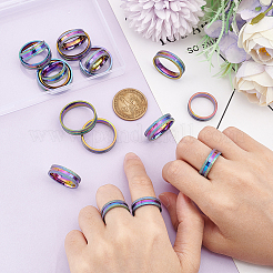 18 шт. набор из 9 колец из нержавеющей стали 201 размера с рифлением для мужчин и женщин&nbsp;STAS-UN0045-59B-M