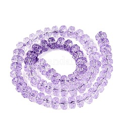 クラックル透明ガラスビーズ連売り  ロンデル  多面カット  ライラック  7.5~8x5~5.5mm  穴：1.2~1.4mm  約66~69個/連  13.78~14.37インチ（35~36.5cm）&nbsp;GLAA-N068-03A-11