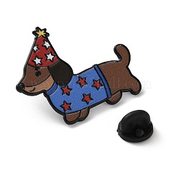 Épingles en émail représentant un teckel avec un chapeau d'anniversaire&nbsp;JEWB-Z048-08EB-04
