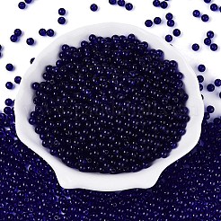 FGB透明ガラスシードビーズ  ラウンド  丸い穴  ダークブルー  4~4.5mm  穴：1~1.2mm  約4500個/ポンド&nbsp;SEED-N013-01A-03
