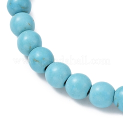 Set di braccialetti elasticizzati con perline rotonde rotonde di turchese sintetico e delfino in lega di stile tibetano a 2 colori&nbsp;BJEW-JB09895