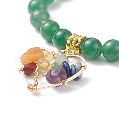 Эластичный браслет из натурального зеленого авантюрина BJEW-JB08747-04