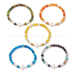 Bracciali elastici con perline di pietre preziose per donne e uomini&nbsp;BJEW-JB13649