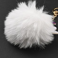 ハロウィン合金キーホルダー  PU合成皮革と豪華なポンポン付き  ゴースト  ホワイト  16.5cm&nbsp;KEYC-M023-02C