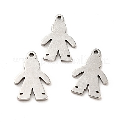 変色しない201ステンレススチールペンダント  人間のチャーム  ステンレス鋼色  13x9x1mm  穴：1mm&nbsp;STAS-H172-05P