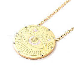 Плоское круглое ожерелье из нержавеющей стали 304 для женщин NJEW-O126-01G-01