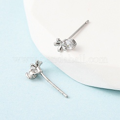 Серьги-гвоздики в форме цветка с микропаве из прозрачных кубических цирконий из латуни EJEW-L278-07P