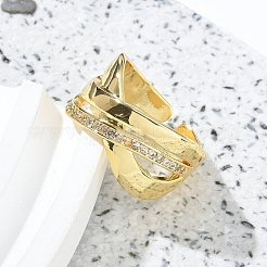 Кольца-манжеты для женщин с покрытием из латуни с микропаве из прозрачного кубического циркония RJEW-M028-78G