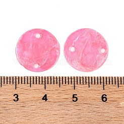 スプレー塗装された天然カピス貝のコネクタチャーム  ディスク  ショッキングピンク  15x1.5mm  穴：1mm&nbsp;BSHE-S304-18E