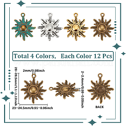 48 шт. 4-х цветные подвески в виде солнца из сплава в тибетском стиле&nbsp;TIBEP-SC0003-16