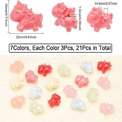 21шт 7 цвета непрозрачных бусин из смолы RESI-CA0001-48